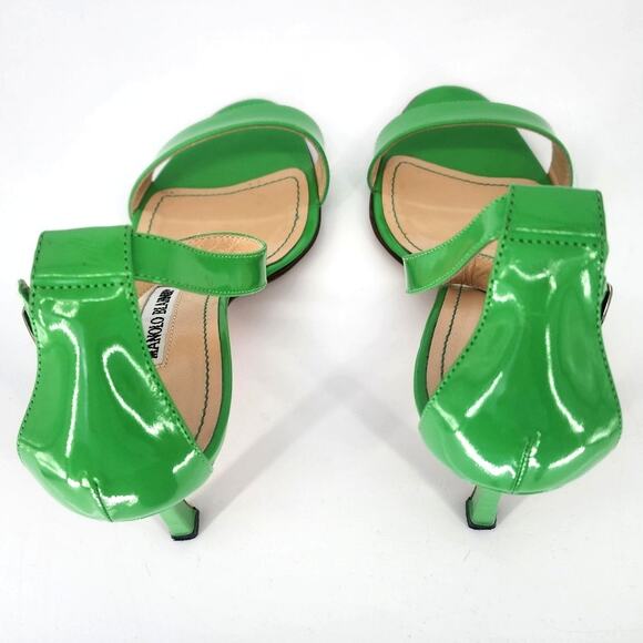 Manolo Blahnik Green Patent Leather Ankle Strap Sandals 37.5 (US 7–7.5) - Picture 6 of 16
